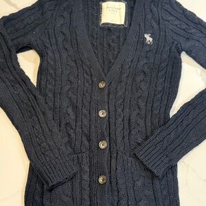 Abercrombie & Fitch Navy Blue Y2K Button Up Cardigan- Size Medium